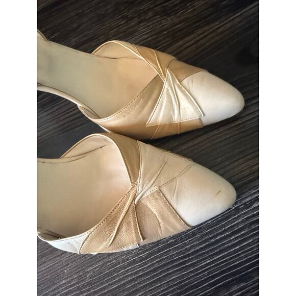 Vintage Jarolini Leather Patchwork Slingback Heels Sz. 10 - Picture 7 of 11